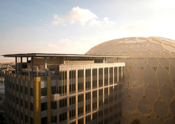 Al Wasl Plaza was designed by Adrian Smith + Gordon Gill Architecture.